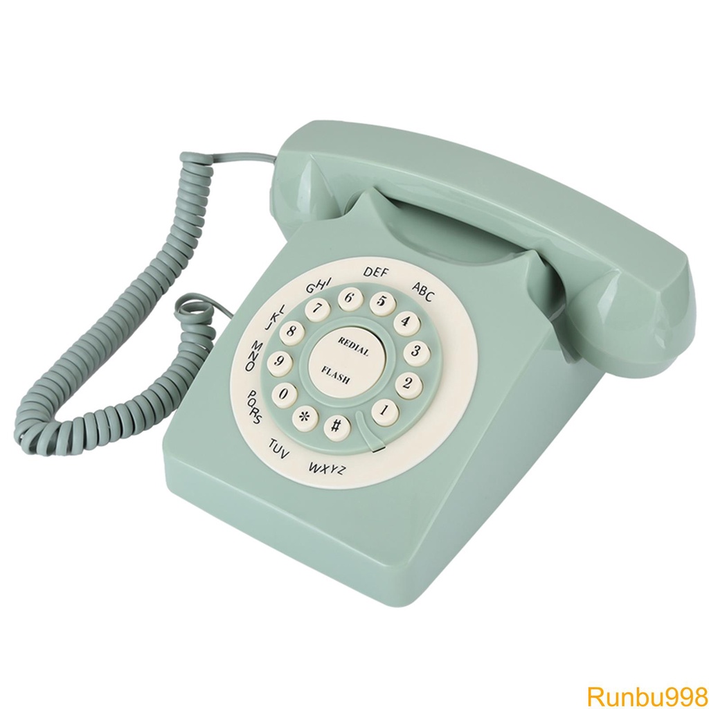 Runbu-Retro European Style Rotary Dial Telephone Light Blue Old Classic ...