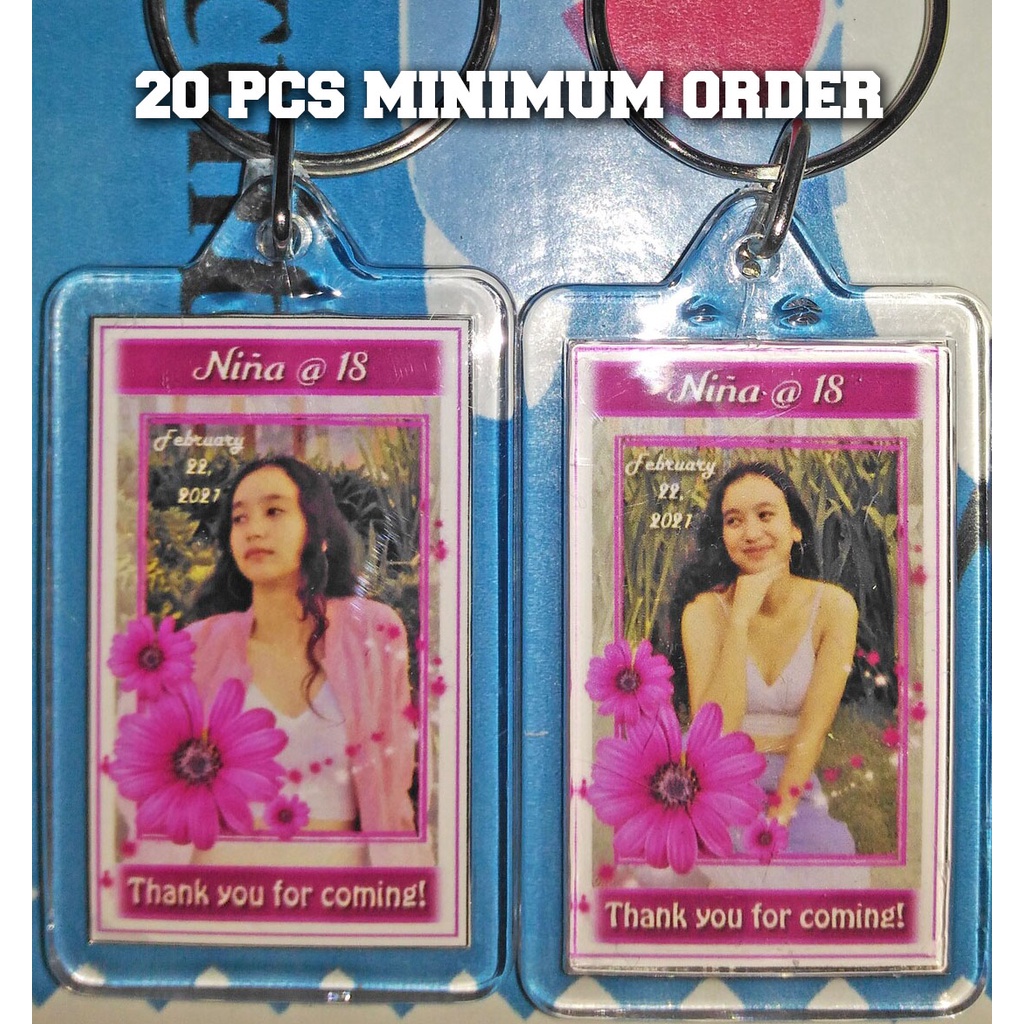 DEBUT FLORAL PINK THEME PERSONALIZED KEYCHAIN **MINIMUM of 20 PCS ...