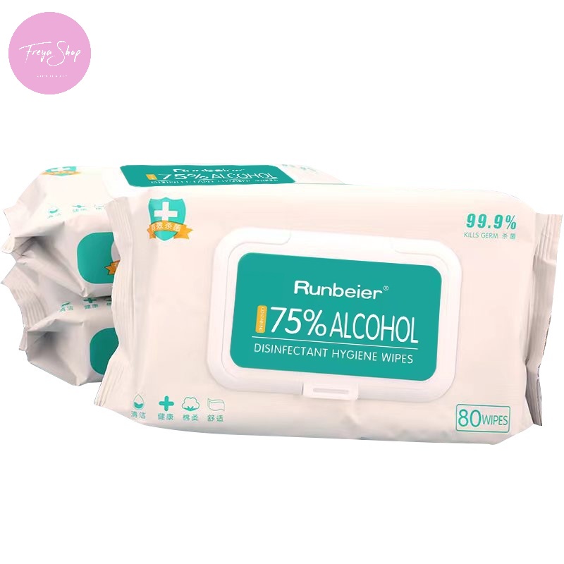 Runbeier 80pcs/pack 75 Alcohol Disinfectant Wipes Hand Sanitizer