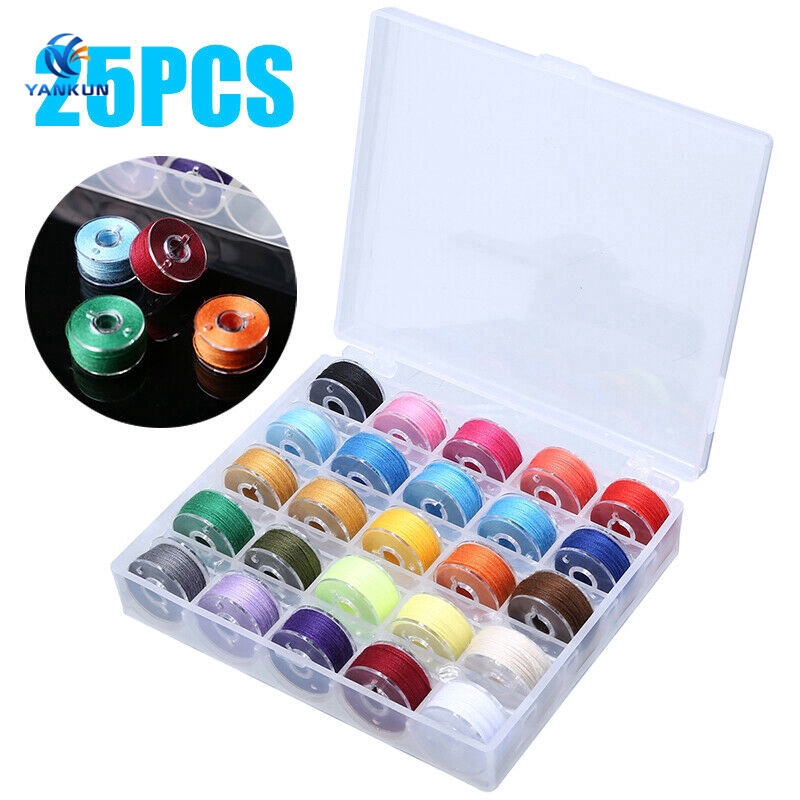 25pcs Sewing Thread Set With Plastic Bobbins Sewing Machine Spools No ...