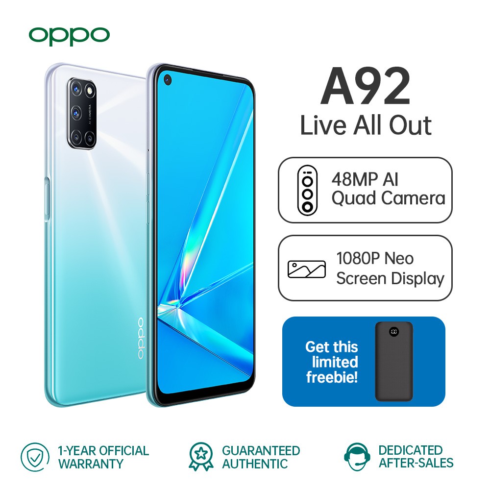 OPPO A92 8GB RAM 128GB ROM Cellphone 48MP Al Quad Camera 5000mAh