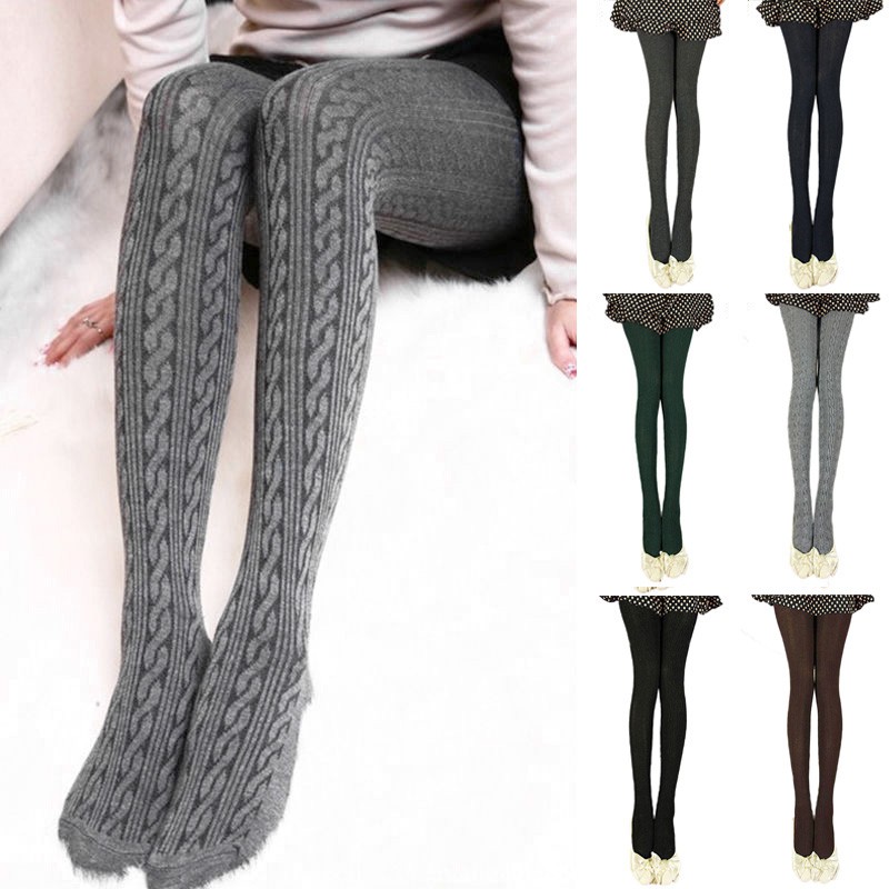 Womens Tights Knit Winter Pantyhose Tights Warm Stockings Shopee