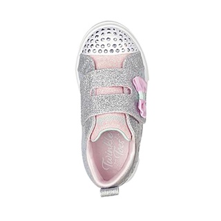 SKECHERS TWINKLE SPARKS GIRLS'S SNEAKERS - GRAY TEXTILE/SILVER TRIM #4