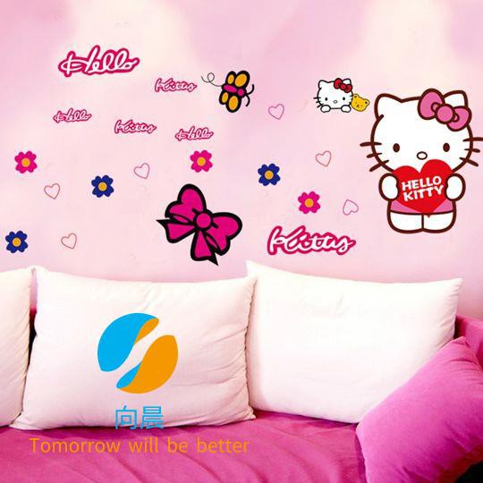 Hello Kitty Wall Stickers Children S Room Bedroom Furniture Cabinet Wardrobe Cute Kt Cat Decoration