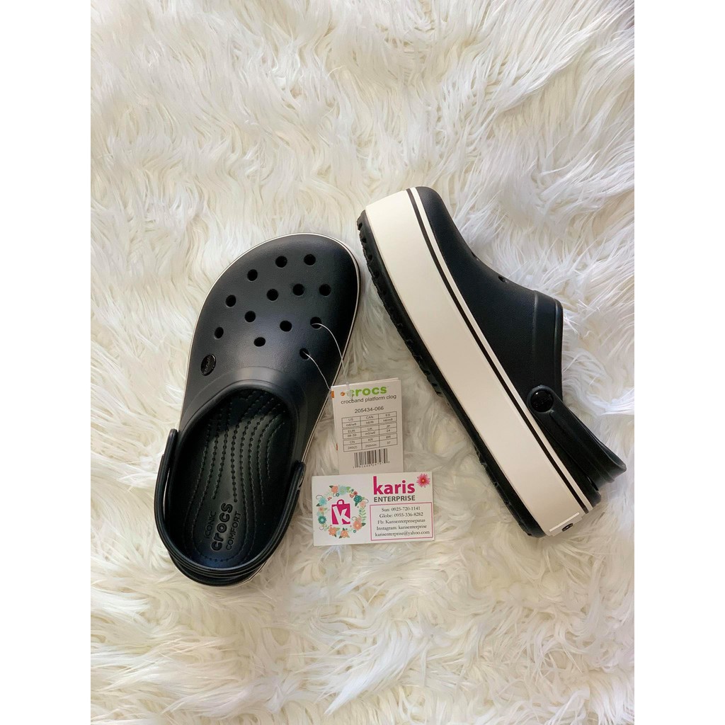 crocband platform clog black