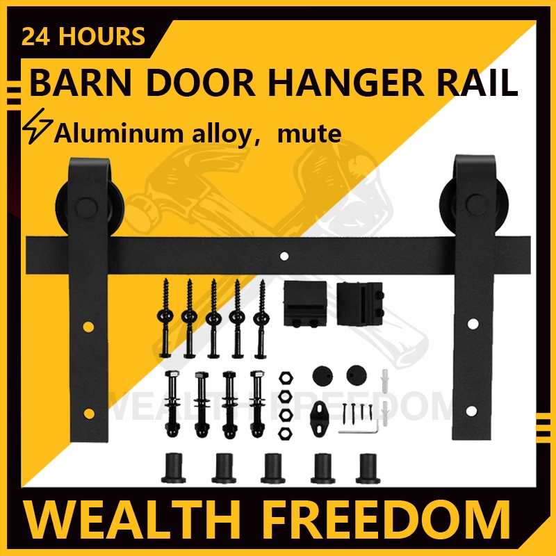 【Realm】6FT/6.6FT Sliding Door Barn Door Track Kit Carbon Steel Sliding Barn Door/Closet Hardware Kit