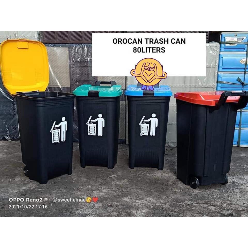 OROCAN Trash Bin/Can with Wheels and Lock 80L (Basurahan/ Garbage Bin