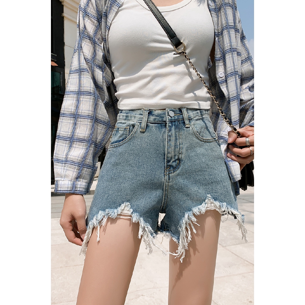 high waisted denim hot pants