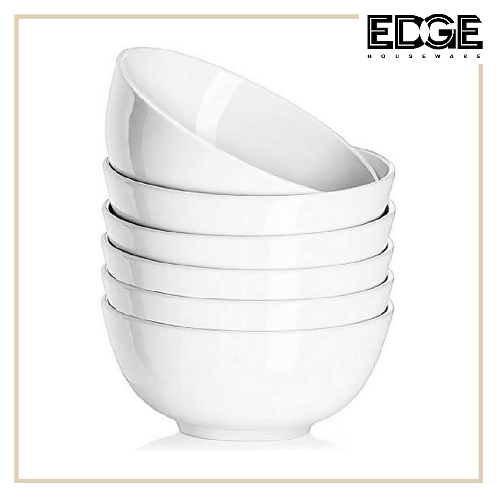 Edge Set of 6 Ceramic Soup Bowls, Cereal Bowl Chip Resistant ...