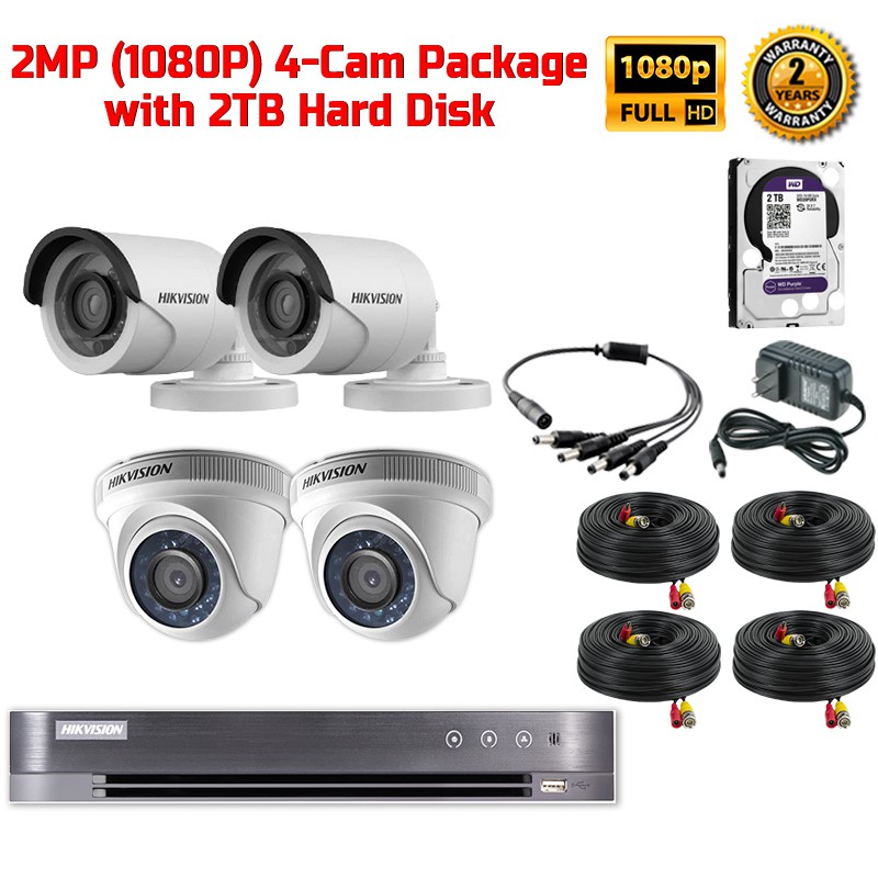 Hikvision 2MP 1080P 4 Camera CCTV 