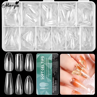 Monja 550Pcs Matte False Nail Extension Tips Frosted Fake Coffin Almond Oval Square Soft Gel Tips Acrylic Artificial Manicures