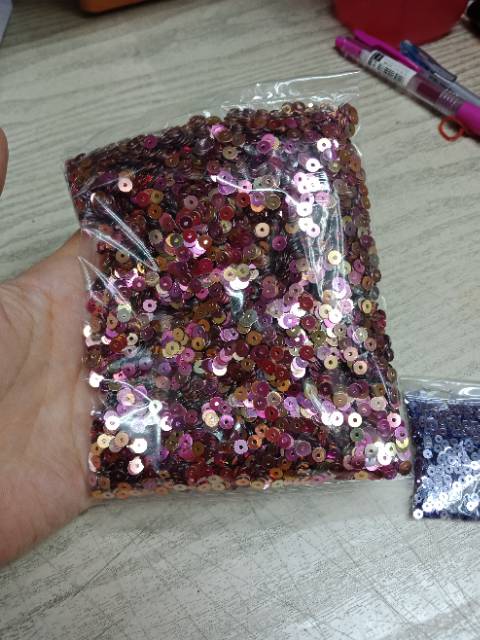 4Mm Red Sequins orange Combination Of gold Sequins
