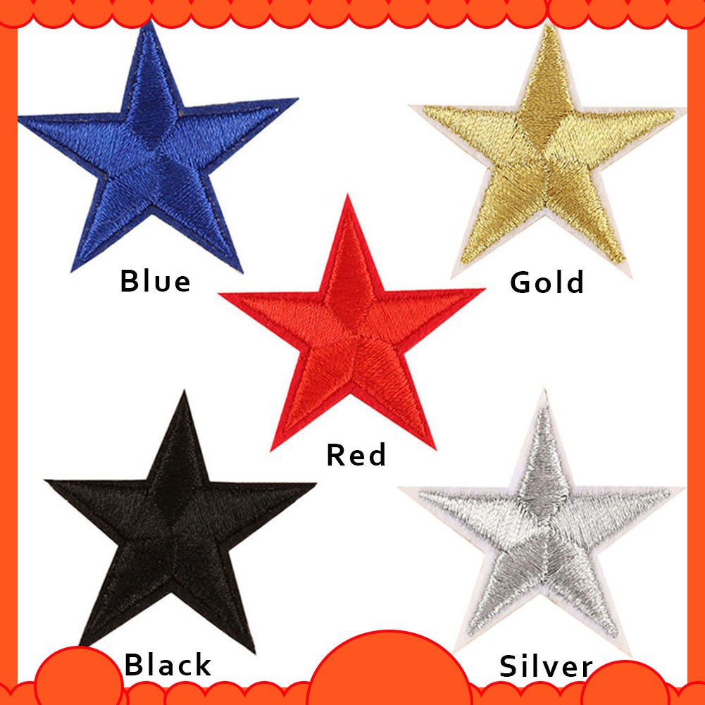 20 Pcs Gold Star Star Iron On Patches Sew On Embroidered Badge Applique Patch with Star Motif Applique Stickers DIY for Shoes,Hats,Clothes 