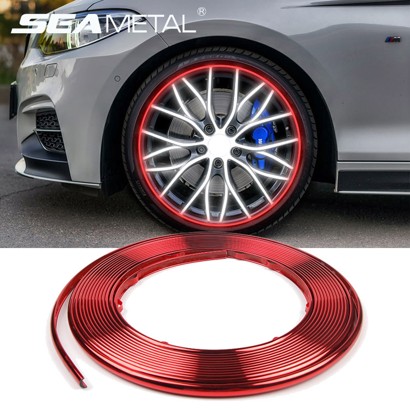 Carbon Fiber Car Wheel Rim Sticker Chrome Strip Waterproof Universal for Cars Motorcycle Bicycle
