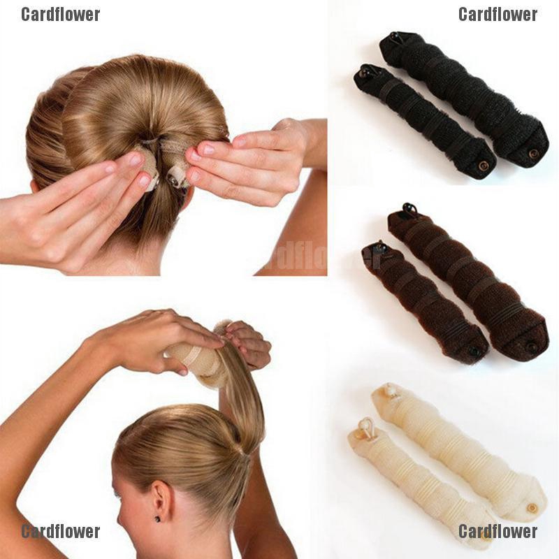 2pcs Sponge Hair Styling Donut Bun Maker Former Ring Shaper Styler