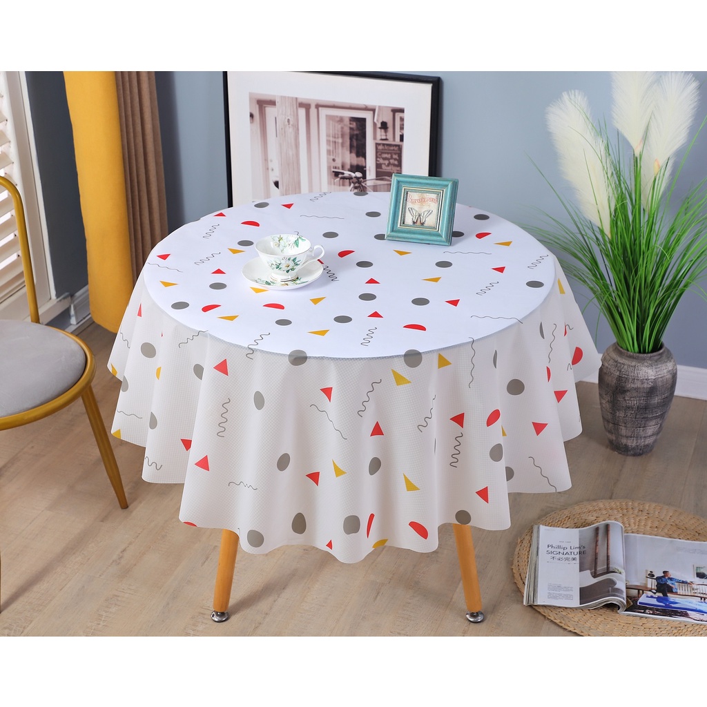 Round Tablecloth PEVA Plastic Table Cloth OilProof SpillProof 100
