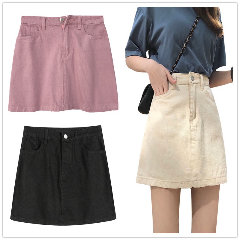 womens pink denim skirt