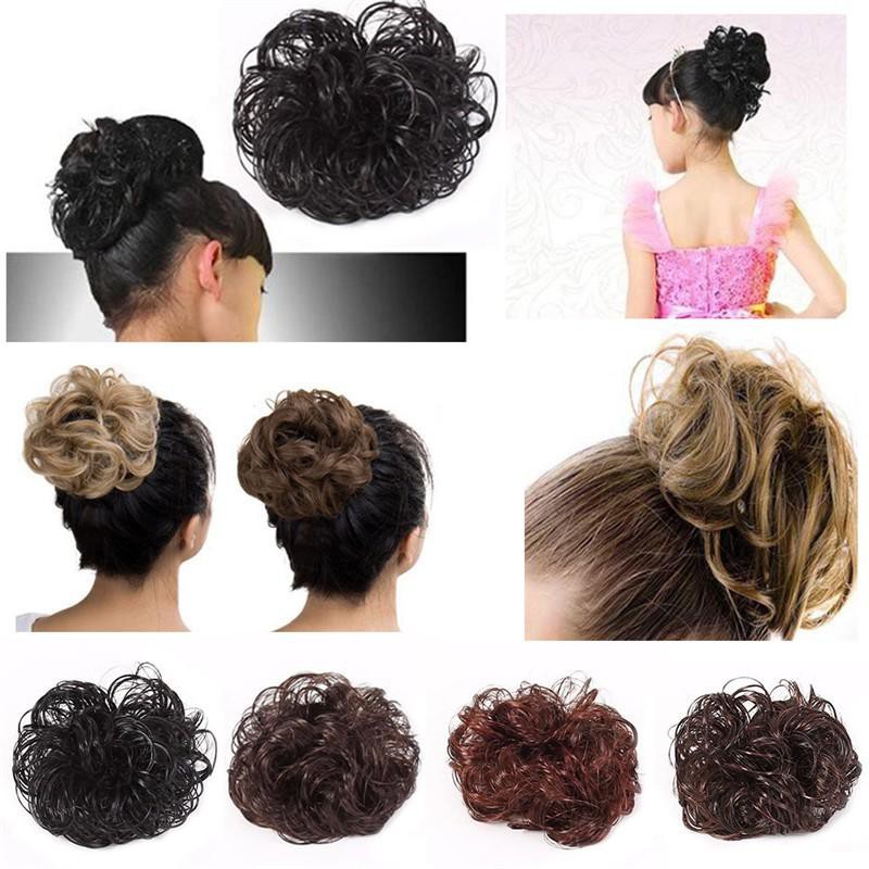 Bun Hair Piece Wavy 4 Curly Scrunchie Messy Color Thick Shopee
