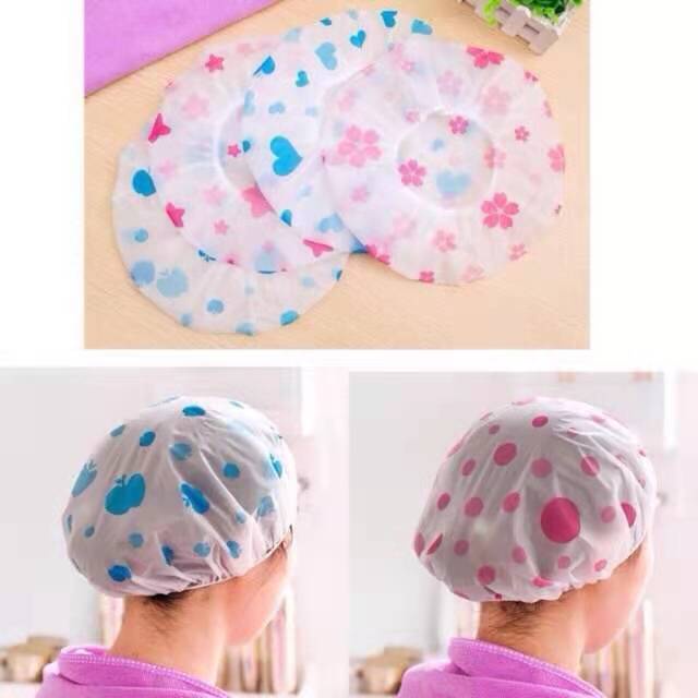 Waterproof Shower Cap Bath Hat Beauty Plastic Reusable ( Random color