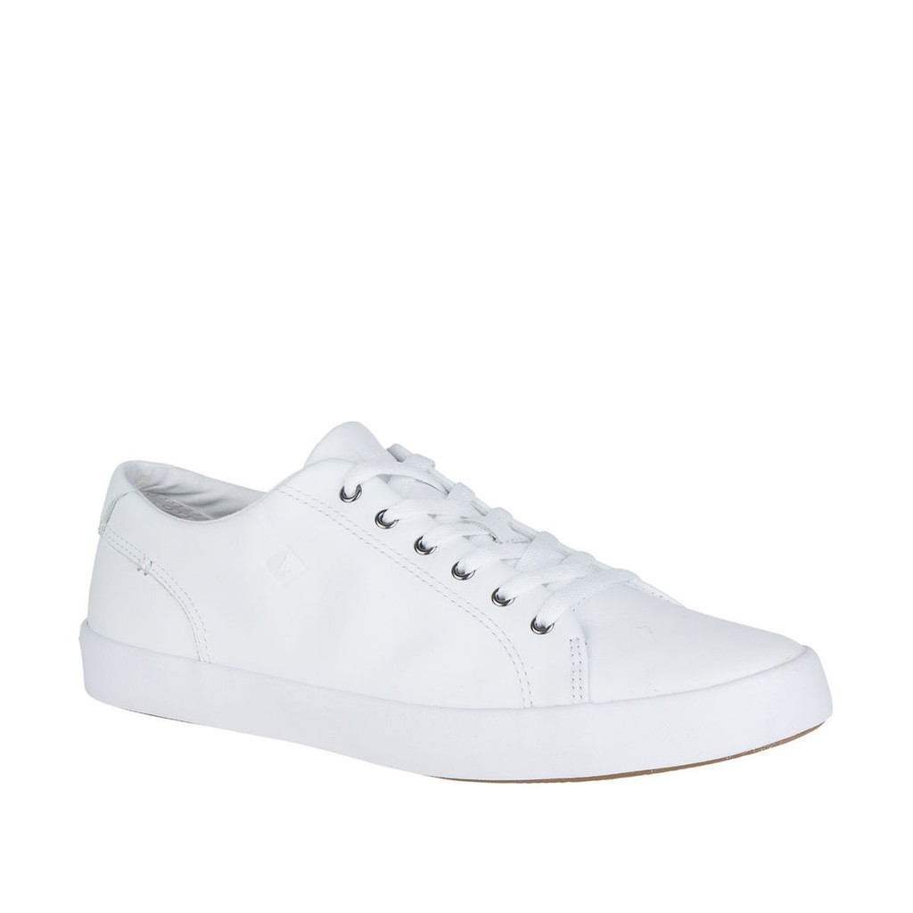 white leather sperry sneakers