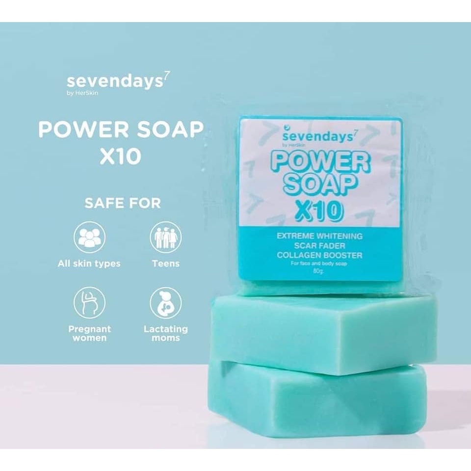 Original Sevendays Power Soap 10x Extreme Whitening Fader Remover Collagen Booster for Face and Body
