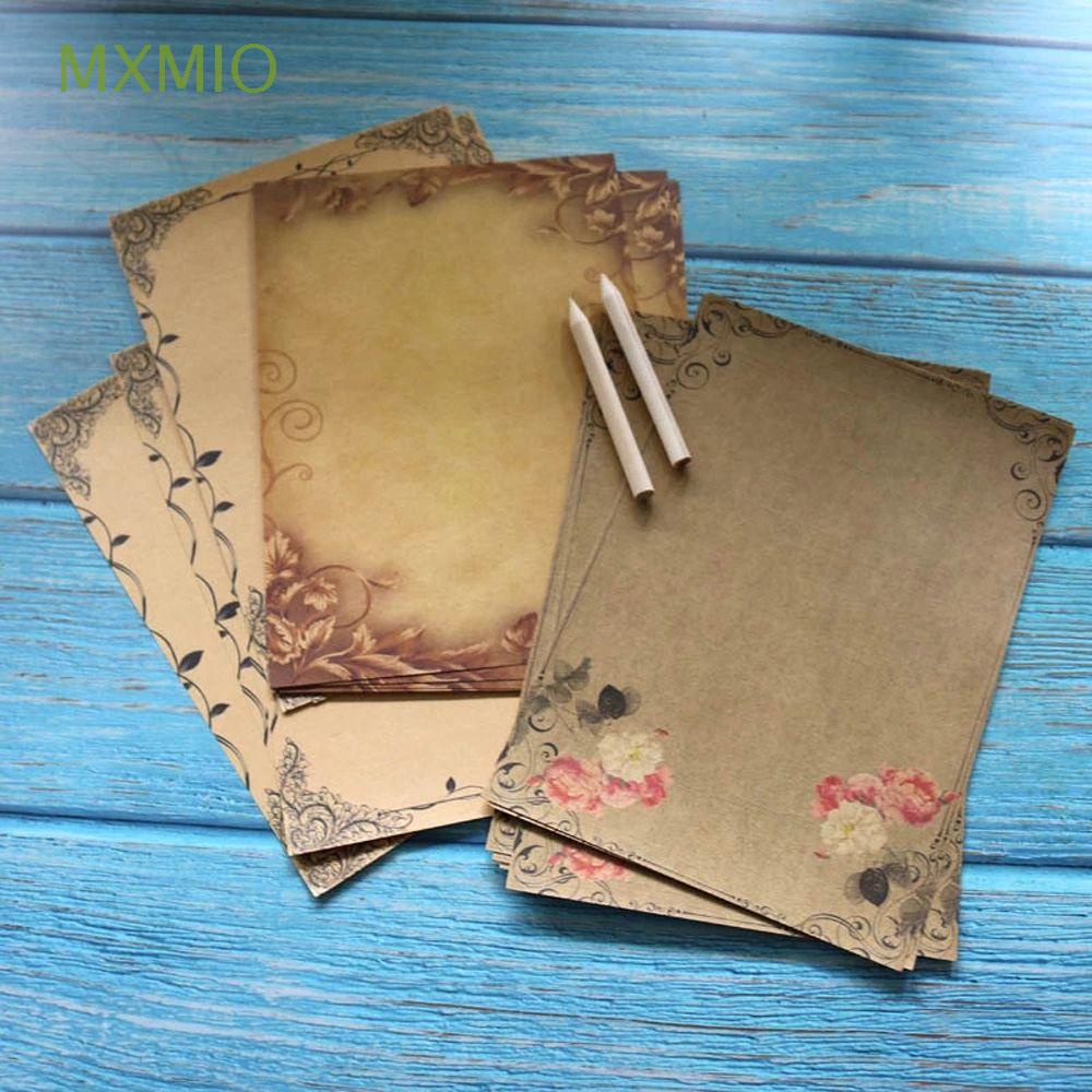 MXMIO Stationery Letter Paper Brown Flower Design Vintage Letter Pad