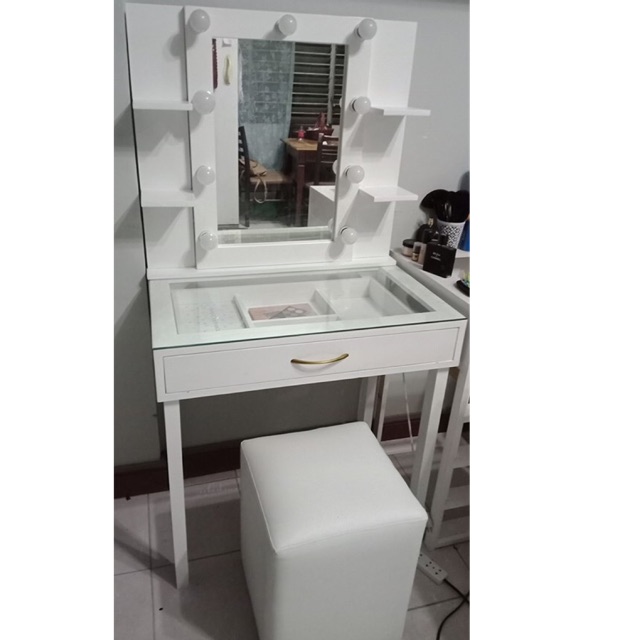 Small Dresser Set Vanity Mirror With Table Chair Shopee