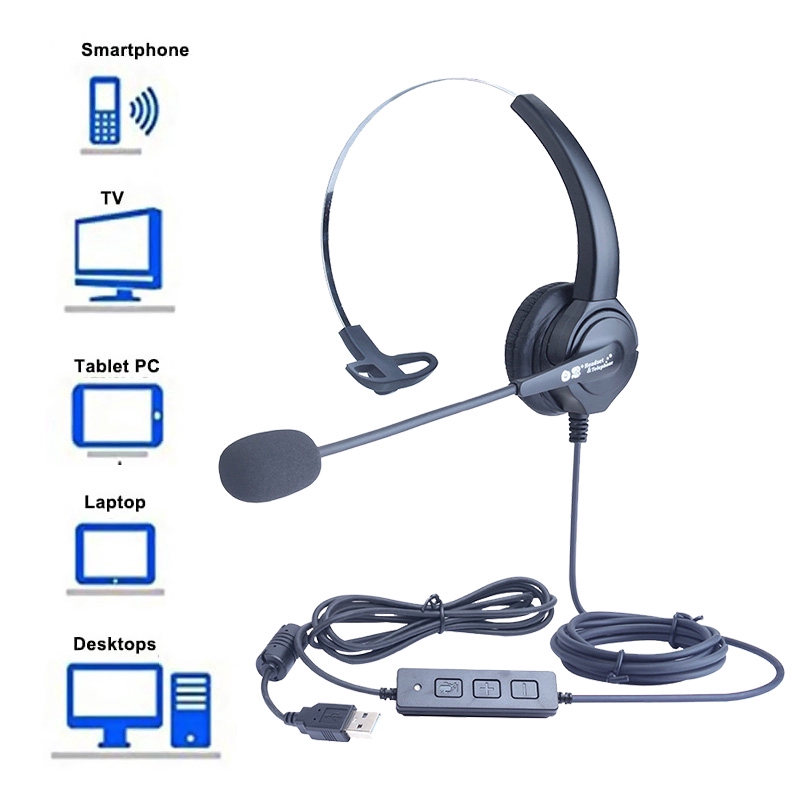 MPOW 3.5mm USB Wired Call Center Headset With Microphone Noise