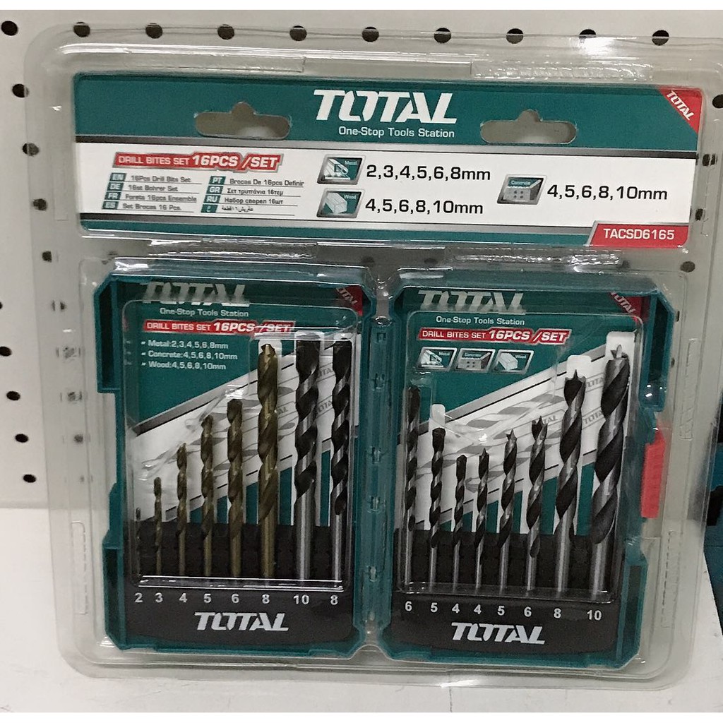 TOTAL 16pcs metal concrete and wood drill bits set TACSD6165 Shopee