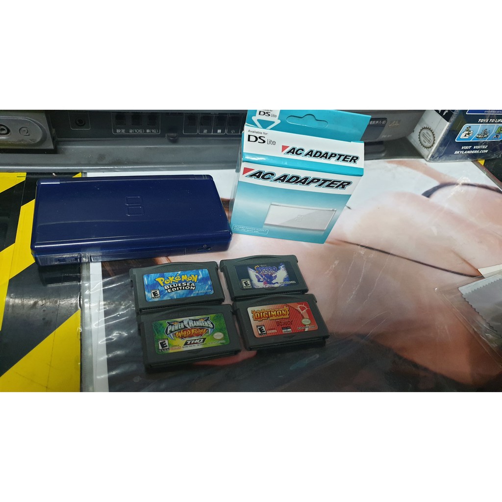 Nintendo Ds Lite Enamel Navy With 2v Ac Adapter Charger Free 4 Gba Games Bundle Shopee Philippines