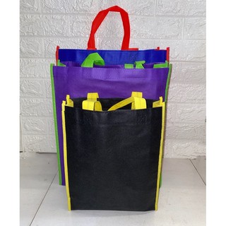 1 Pcs Eco Bag 2 Colors Expandable  Shopping Tote Handbag Reusable  Non-woven Loop Packaging ecobag