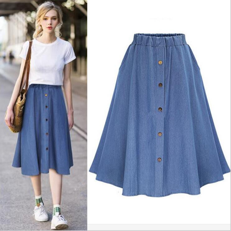 elastic denim skirt