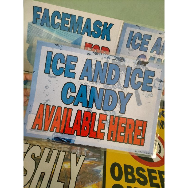 Ice and Ice CandyA4 Laminated Signage Shopee Philippines