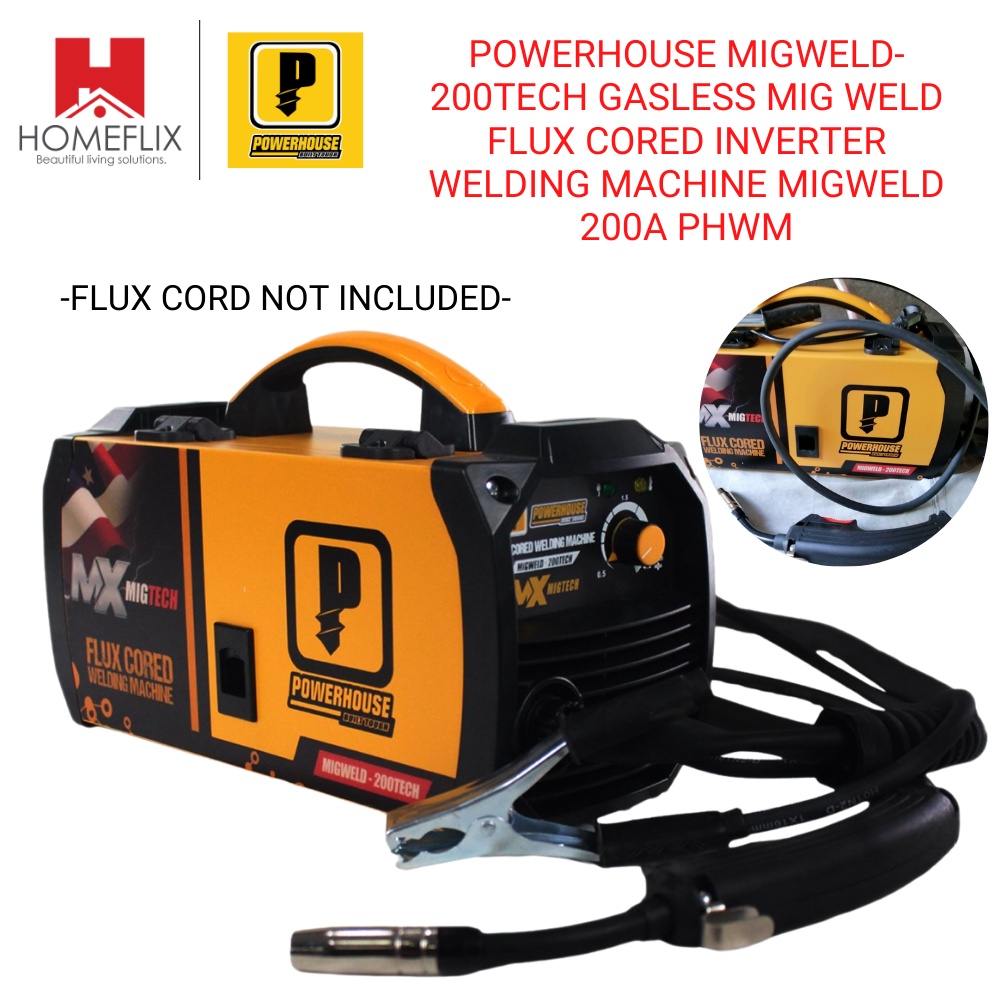 Homeflix | Powerhouse MIGWELD-200TECH Gasless MIG Weld Flux Cored ...