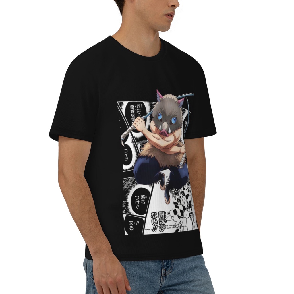 Demon Slayer Anime T Shirt Hashibira Inosuke Oversized Round Neck Tops Cotton Tees T-shirts (Unisex)