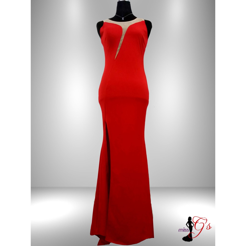 and red gown