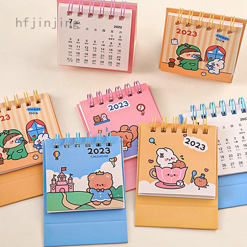 2023 Cute Cartoon Desktop Paper Mini Calendar Dual Daily Scheduler ...