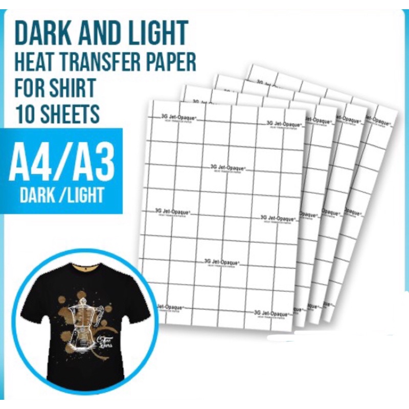 Dark and Light Heat Transfer Paper for Shirt A3 A4 / 3G Jet Opaque