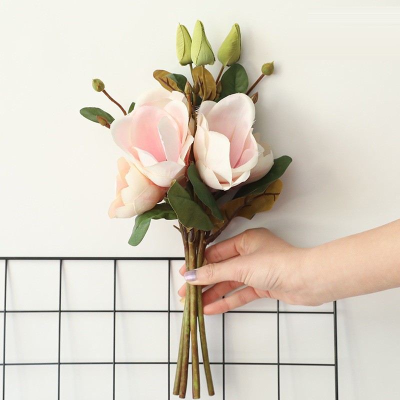 1 Bouquet Artificial Magnolia Flowers Long Stem Fake Flower For Home Wedding Office Decor Shopee Philippines