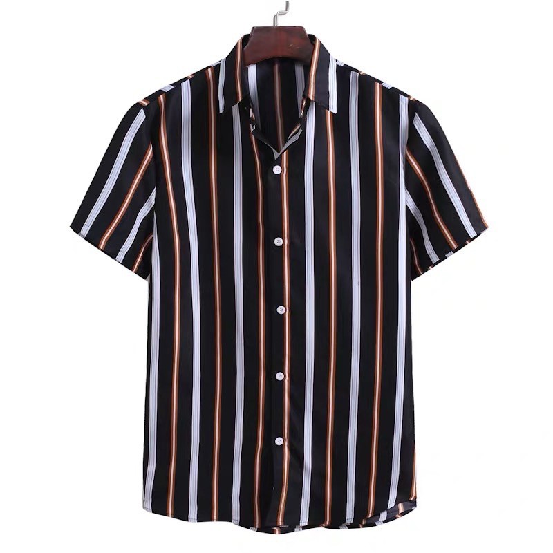 Men's Stripe Polo Print Short Sleeve Korean style | Shopee Philippines