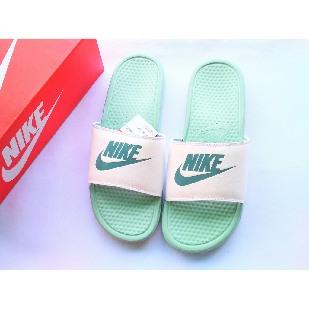 nike slides mint green