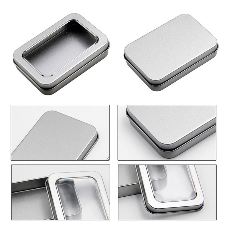 6*Small Rectangular Empty Metal Tins Storage Sliding Cover Box Containers CY2Z 