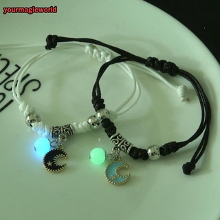 2Pcs Luminous Magnetic Couple Bracelet Friendship Trio Bracelet Creative Adjustable Charm Bracelet Jewelry Lover Gift/couple Magnetic Attract Braided Bracelet #5