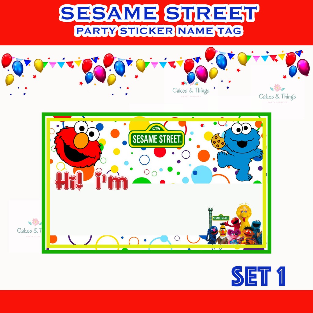 Sesame Street Elmo Cookie Monster Sticker Party Name Tag 20 Pieces ...