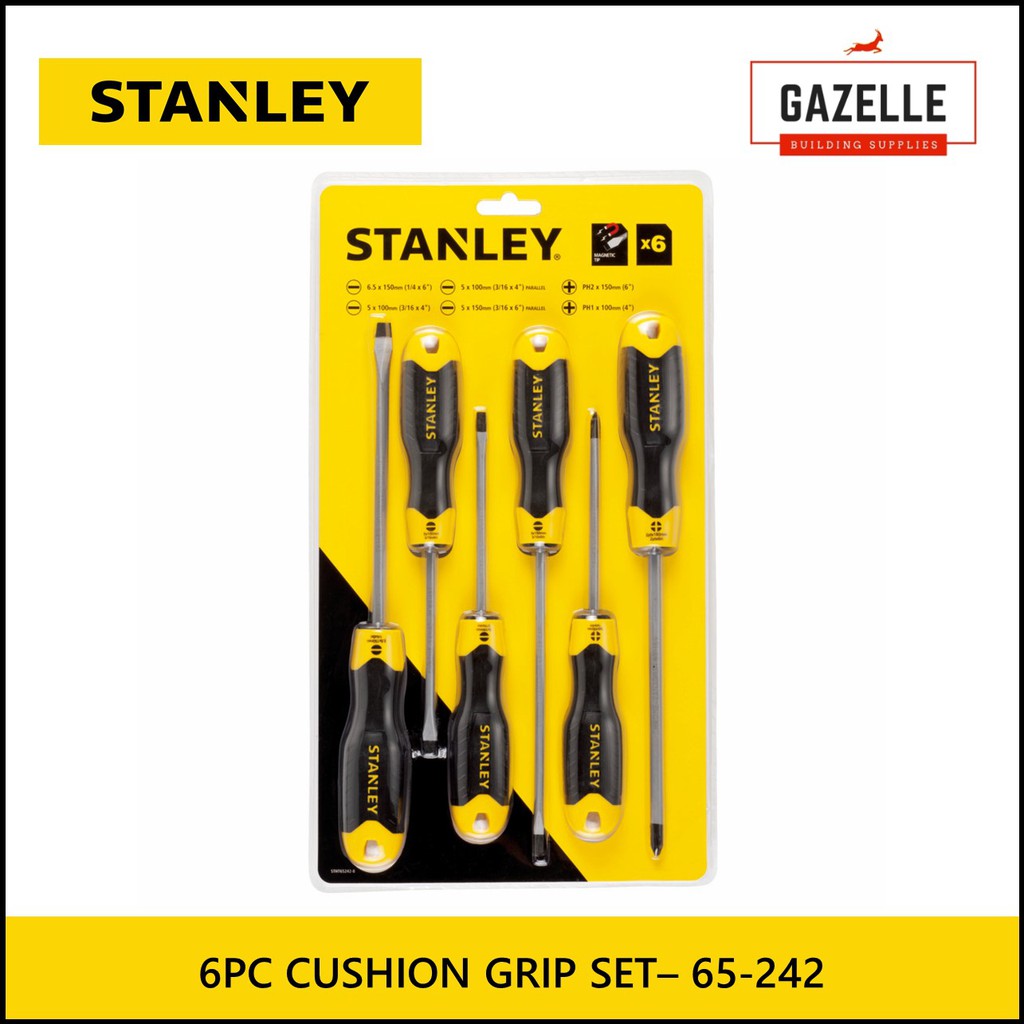 Stanley Cushion Grip Screwdriver Set - 2, 4, 6, 8 Pcs 65-199 / 65-200 / ...