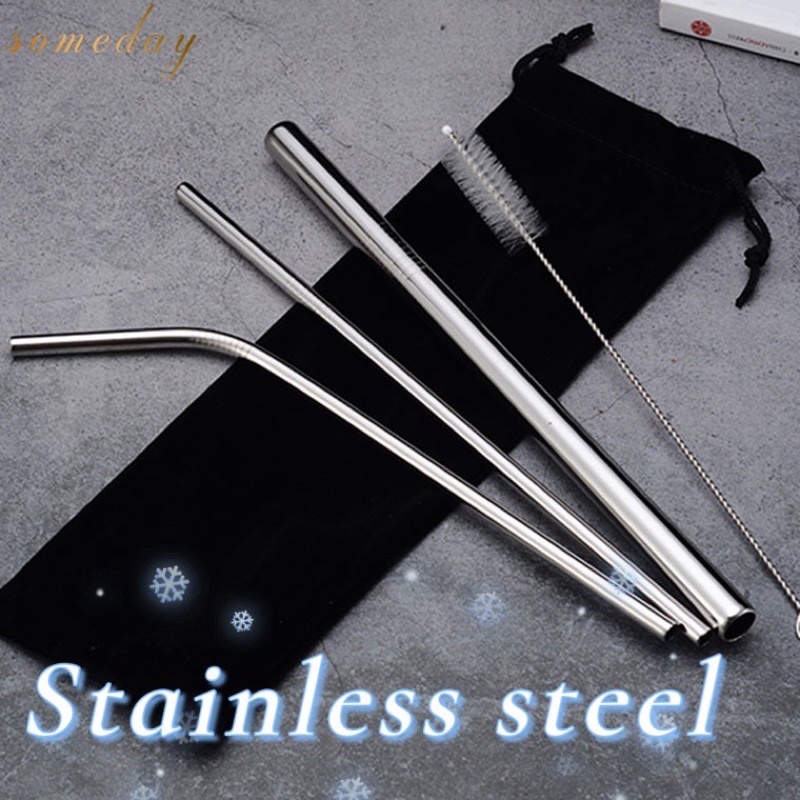 5pcs Stainless Metal Straw Set Drinking Straws Stainless Steel Stirring ...