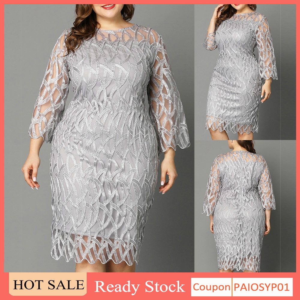 plus size lace long sleeve dresses