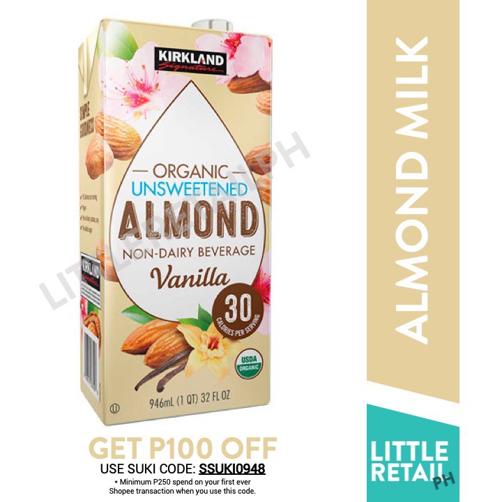Kirkland Organic Unsweetened Almond Milk Vanilla Keto/Low Carb Shopee
