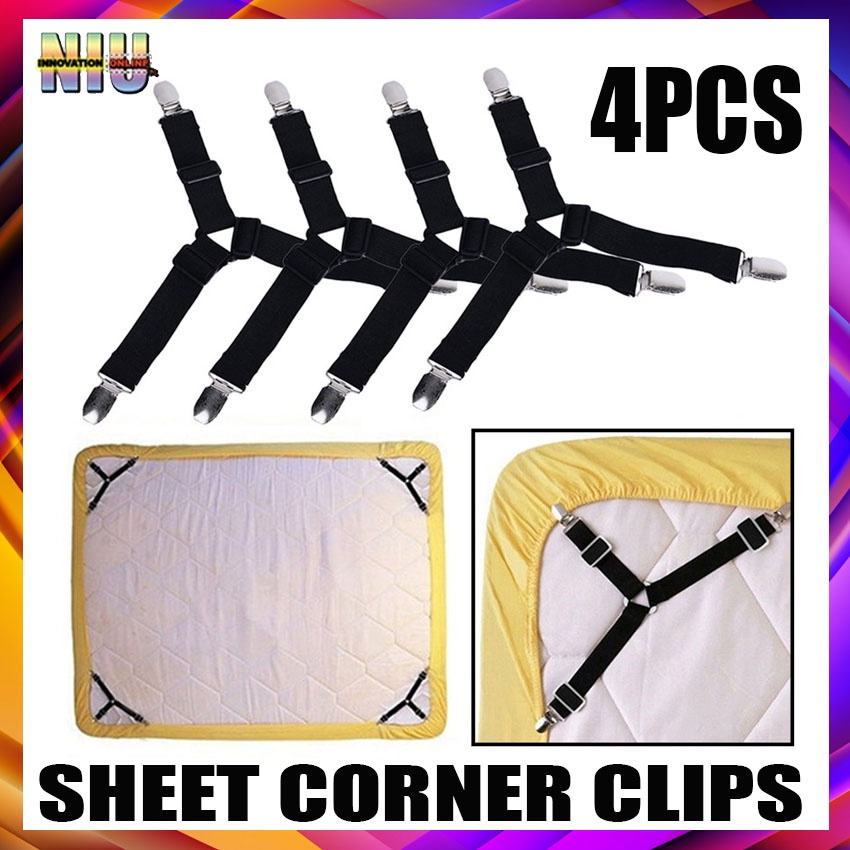 4pcs Triangle Bed Mattress Sheet Corner Clips Grippers Adjustable