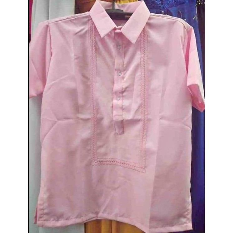 Light Pink Polo Barong Short Sleeve for Men (XS-2XL) | Shopee Philippines